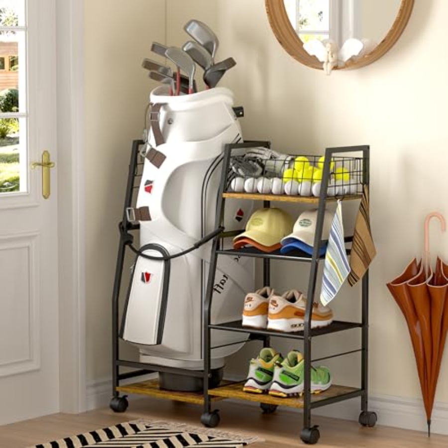 Golf Equipment Organizer For Garage - Golf Bag Garage Storage Rack with