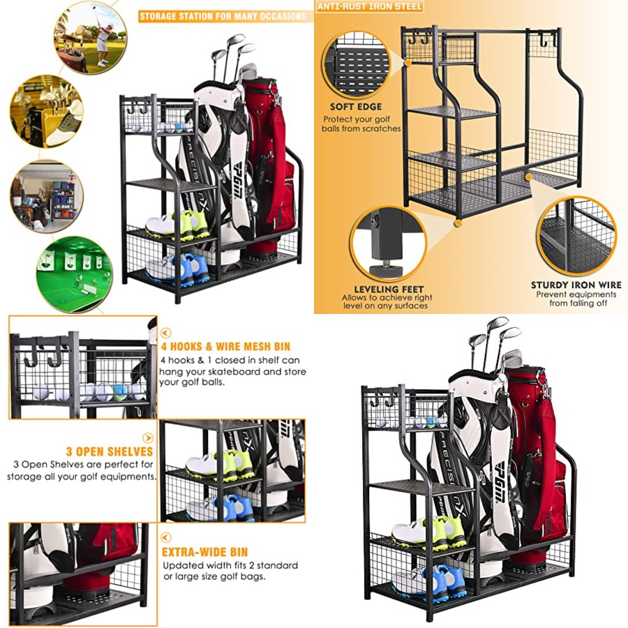 Golf Equipment Organizer For Garage - Golf Bag Garage Storage Organizer Extra