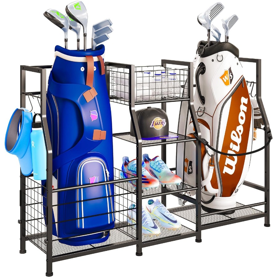 Golf Equipment Organizer For Garage - Golf Bag Stand Garage Storage Organizer