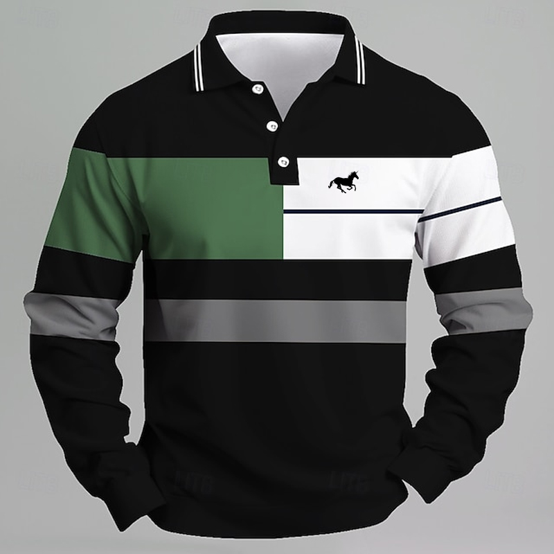 Golf Equipment For Sale - Men's Striped Printed Unicorn Logo Polo