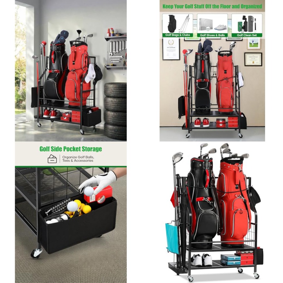 Golf Equipment Organizer For Garage - Golf Bag Storage Garage Organizer -