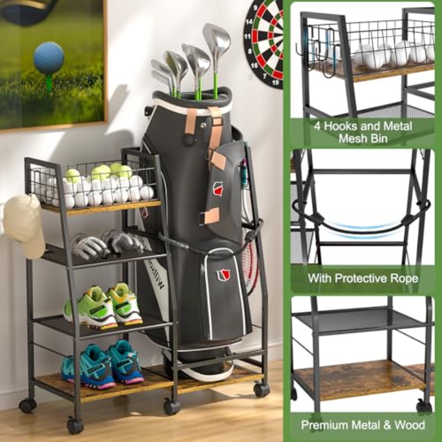 Golf Bag Garage Storage Rack w - Golf Equipment Organizer For Garage のレビューと価格