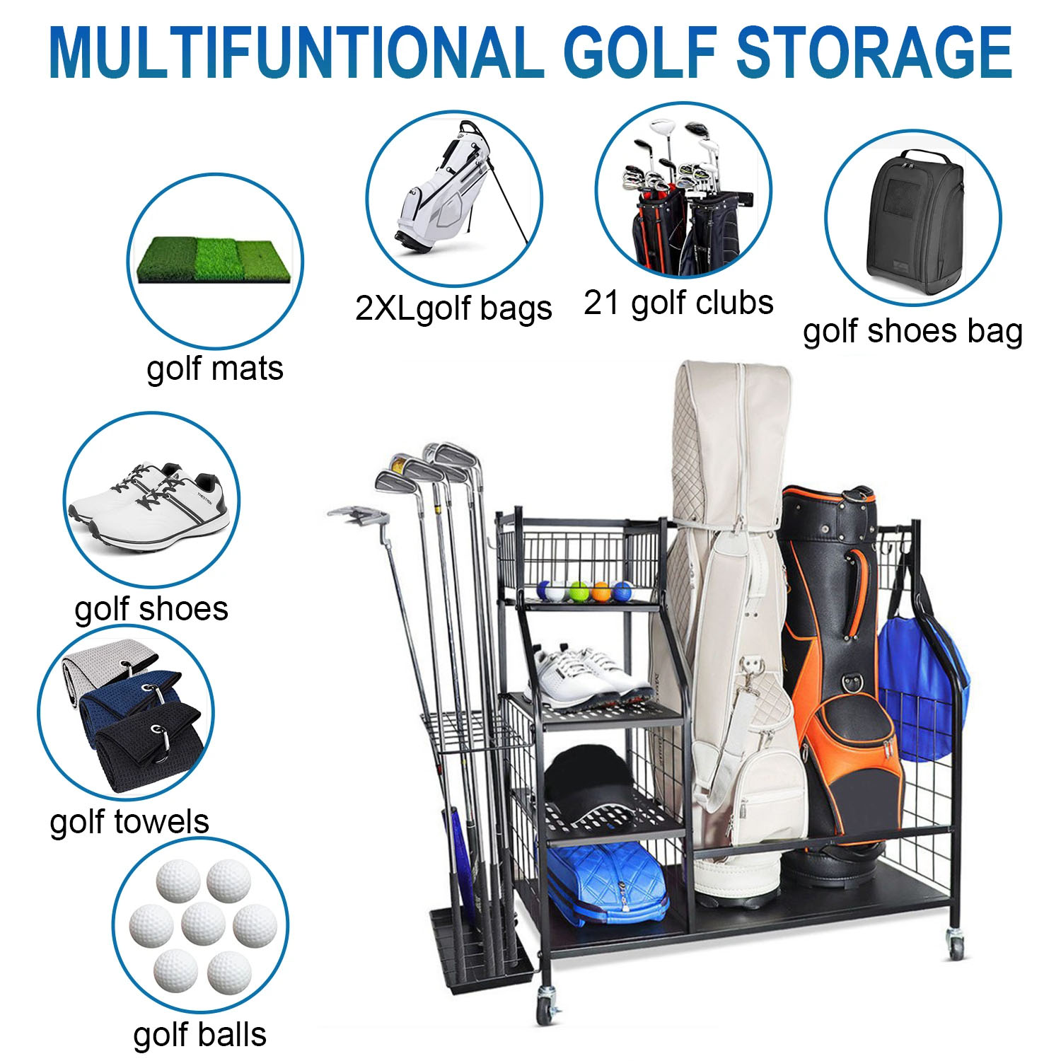 Golf Bag Storage Garage Organi - Golf Equipment Organizer For Garage のレビューと価格
