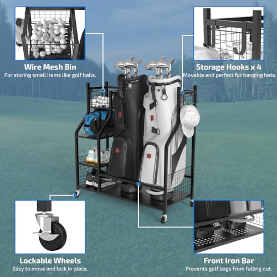 Golf Bag Storage Garage Organi - Golf Equipment Organizer For Garage のレビューと価格