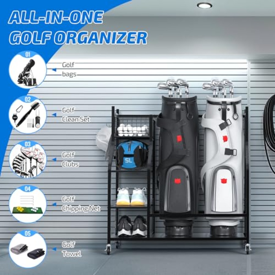 Golf Bag Storage Garage Organi - Golf Equipment Organizer For Garage のレビューと価格
