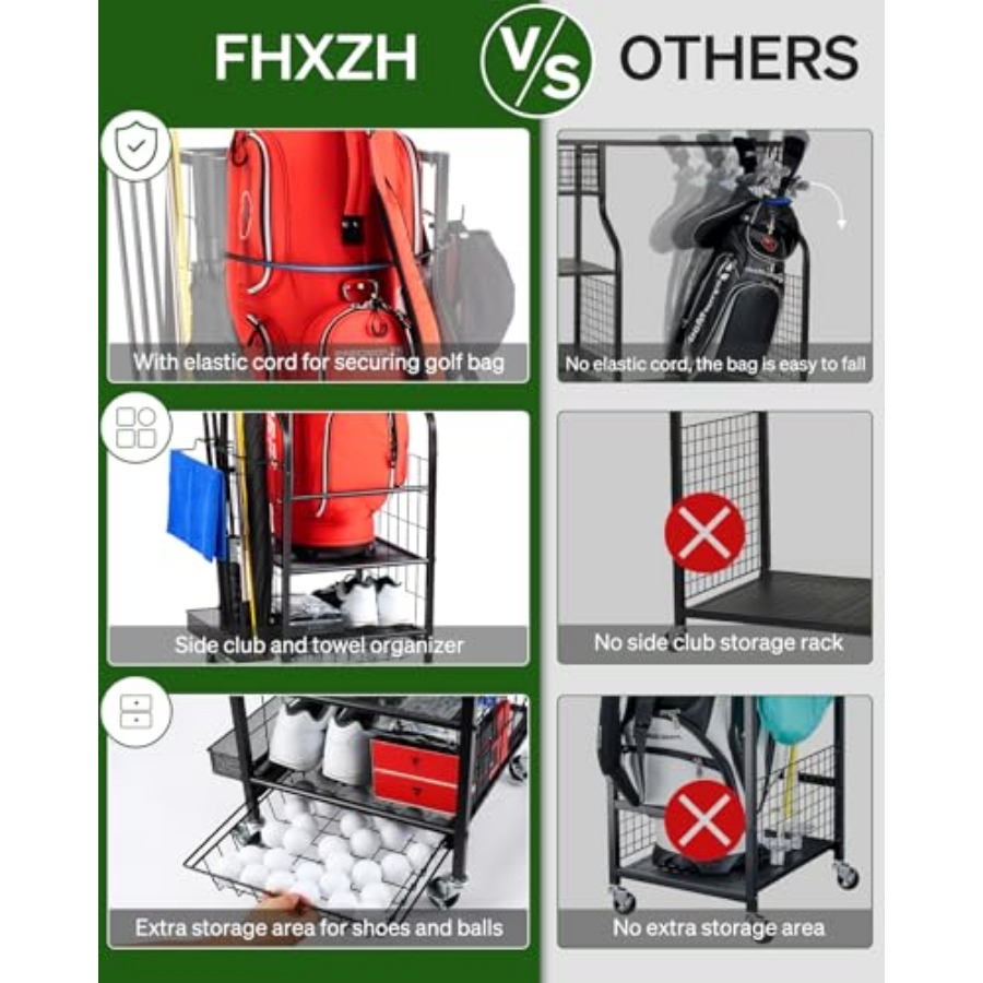Golf Bags Storage Garage Organ - Golf Equipment Organizer For Garage のレビューと価格