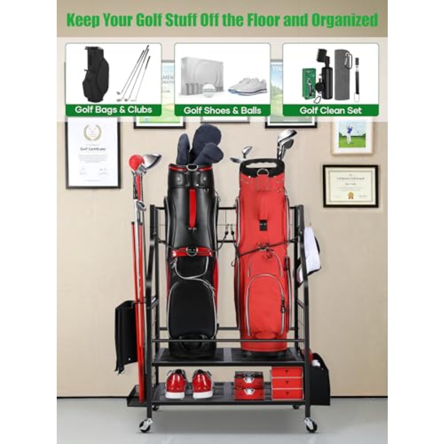 Golf Bag Storage Garage Organi - Golf Equipment Organizer For Garage のレビューと価格